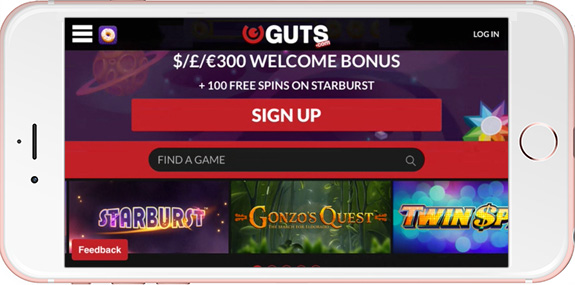 Guts Casino on Mobile